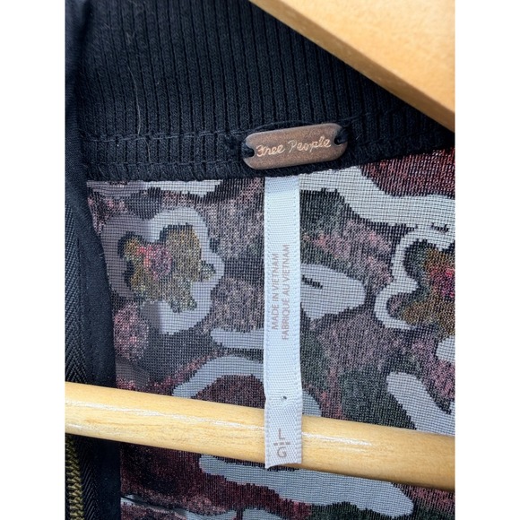 Free People Sweet Echoes Black Floral Velvet Burnout Dress Womens Large Boho - Picture 9 of 9